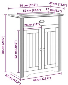 Móvel pia do banheiro BODO cinza 70x35x80 cm