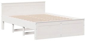 Cama com estante sem colchão 150x200 cm pinho maciço branco