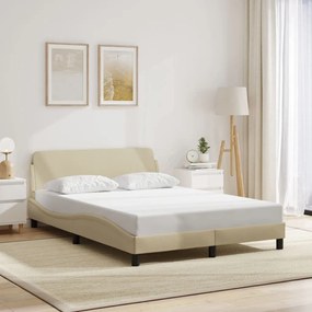 Estrutura de cama sem colchão 140x200 cm tecido cor creme