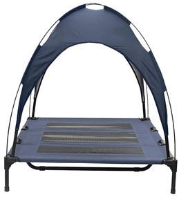 Cama Elevada para Cães com Toldo Removível Azul-marinho XL Aço