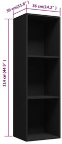Estante/móvel de TV 36x30x114 cm contraplacado preto