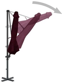 Guarda-sol jardim cantilever c/ poste alumínio 300 cm vermelho