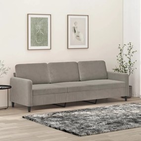 Sofá de 3 lugares 210 cm veludo cinza-claro