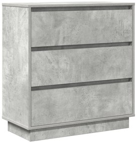 Cômoda de Cabeceira vidaXL com LED Cinza Concreto 71x34,5x75 cm Madeir