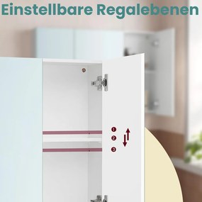 Armário de casa de banho de Parede com 3 portas 15 x 90 x 60 cm Branco