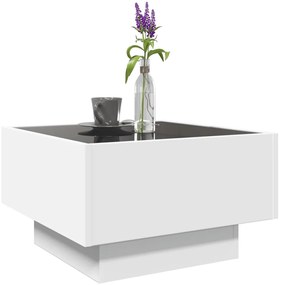 Mesa de centro c/ LEDs 50x50x30 cm derivados de madeira branco