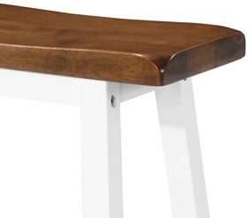 Conjunto de Mesa e 2 Bancos de Bar em Madeira Maciça - Design Retro