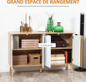 Aparador com 2 armários de 4 portas, padrão em espinha, prateleiras ajustáveis, 120 x 35 x 77,4 cm, branco