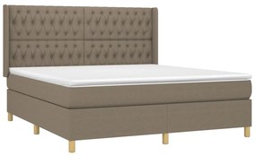 Cama box spring colchão/LED 180x200cm tecido cinza-acastanhado