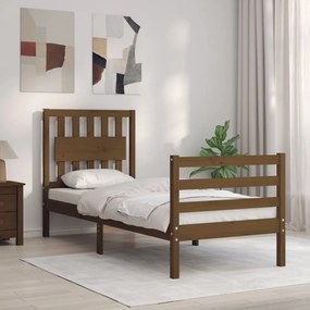 vidaXL Estrutura cama solteiro c/cabeceira madeira maciça castanho-mel