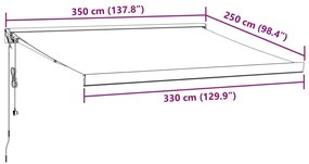 Toldo retrátil automático 350x250 cm bordô