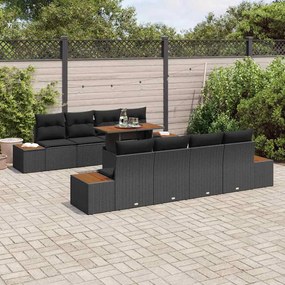 Conjunto de jantar de 9 peças pra jardim com almofadas de rattan