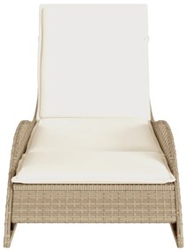 Espreguiçadeira com almofadão 60x205x73 cm vime PE bege