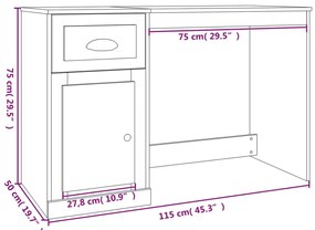 Secretária c/ gaveta 115x50x75 derivados madeira cinza cimento