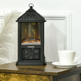 Lareira Elétrica 700W/1000W Lareira Elétrica com Chama Realista Ecrã LED Controlo Remoto e Proteção Contra Superaquecimento até 15 m² 16x16x31c