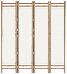 Biombo com 4 painéis dobráveis bambu e lona 160 cm