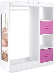 Guarda roupa Infantil, 90 x 30 x 111,5 cm, Espelho Integrado, Branco
