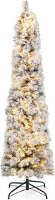 Árvore de Natal de 180 cm com lápis de neve e 150 luzes brancas quentes 373 pontas de ramos Agulhas de pinheiro Branco e verde