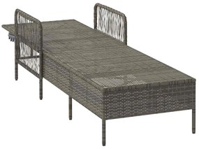 Espreguiçadeira Cinza e cinza escuro Vime PE 157 x 55 x 92 cm