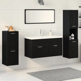Conjunto de Móveis para Casa de Banho 5 Peças Carvalho Preto Madeira E