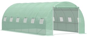 Outsunny Estufa Tipo Túnel 600x300x200 cm com Porta 12 Janelas Cobertura de PE 140g/㎡ para Cultivo de Plantas e Verduras Verde