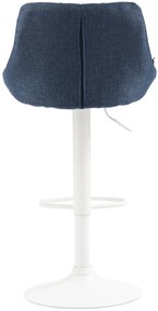Banco de bar Lazio em tecido e com estrutura branca 46 x 83-104 x 49 cm Azul
