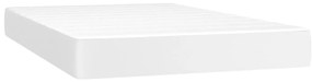 Cama box spring c/colchão/LED 120x200cm couro artificial branco