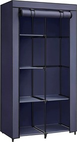Armário de pano com varão para roupas e prateleiras | SONGMICS | 45 x 88 x 168 cm | azul escuro | RYG084I02.