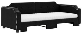 Sofá-cama com gavetão e colchões 90x190 cm tecido preto