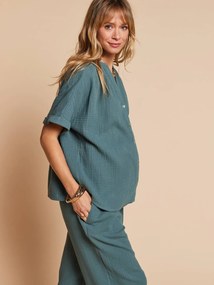 Conjunto 2 peças gravidez e amamentação verde-água