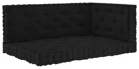 vidaXL Almofadões para sofá de paletes 3 pcs algodão preto