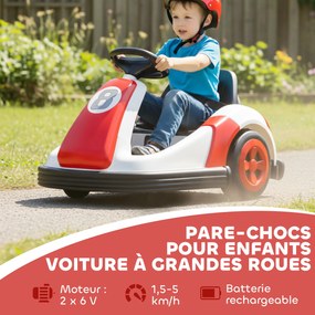 Carrinho de choque para crianças de 6 V, rotação de 360°, carro de choque elétrico para crianças 3-6 anos com motor duplo, música e buzina vermelho, b