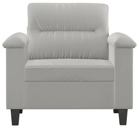 Poltrona tecido de microfibra 60 cm cinzento-claro