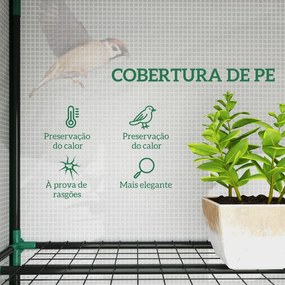 Estufa Pequena com Prateleiras de 3 Níveis Portas com Fecho de Correr Estufa para Cultivar 215x46x151 cm Branco