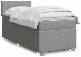Cama com molas/colchão 90x200 cm tecido cinza-claro