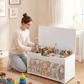 Baú de Arrumação 100L com Dobradiça de Segurança e Puxador em U para Hall de Entrada ou Sala 80x40x45 cm Branco