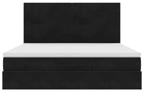 Estrutura de cama otomana com colchões 180x200cm veludo preto