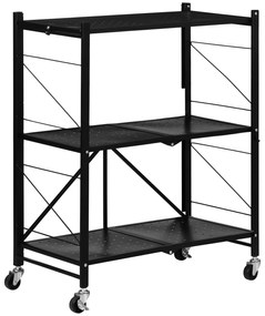 HOMCOM Carrinho de Armazenamento de 3 Níveis 68x34,5x85,5cm Preto | Aosom Portugal