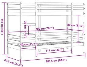 Beliche 80x200 cm madeira de pinho maciça castanho cera