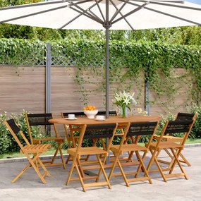 vidaXL Cadeiras de jardim dobráveis 8 pcs madeira acácia maciça preto