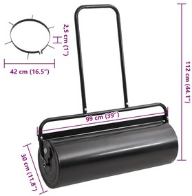 Rolo relvado jardim c/ grampos arejamento 63L ferro/aço preto