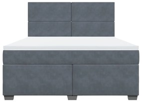 Cama com molas/colchão 180x200 cm veludo cinzento-escuro