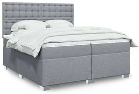 vidaXL Cama com molas/colchão 200x200 cm tecido cinza-claro