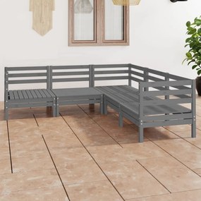 vidaXL 5 pcs conjunto lounge de jardim pinho maciço cinzento
