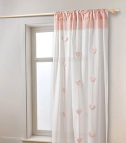 Cortina semiopaca com grinalda de corações, para criança rosa-pálido
