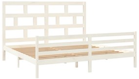 Estrutura de cama 200x200 cm madeira de pinho maciça branco