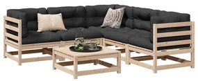 6 pcs conjunto de sofás de jardim c/ almofadões pinho maciço
