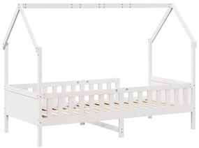 Cama infantil formato casa 80x200 cm pinho maciço branco