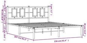 Estrutura de cama com cabeceira 150x200 cm metal branco