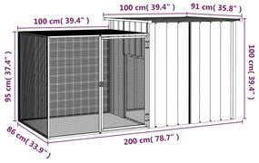 Gaiola p/ coelhos 200x91x100 cm aço galvanizado cinzento